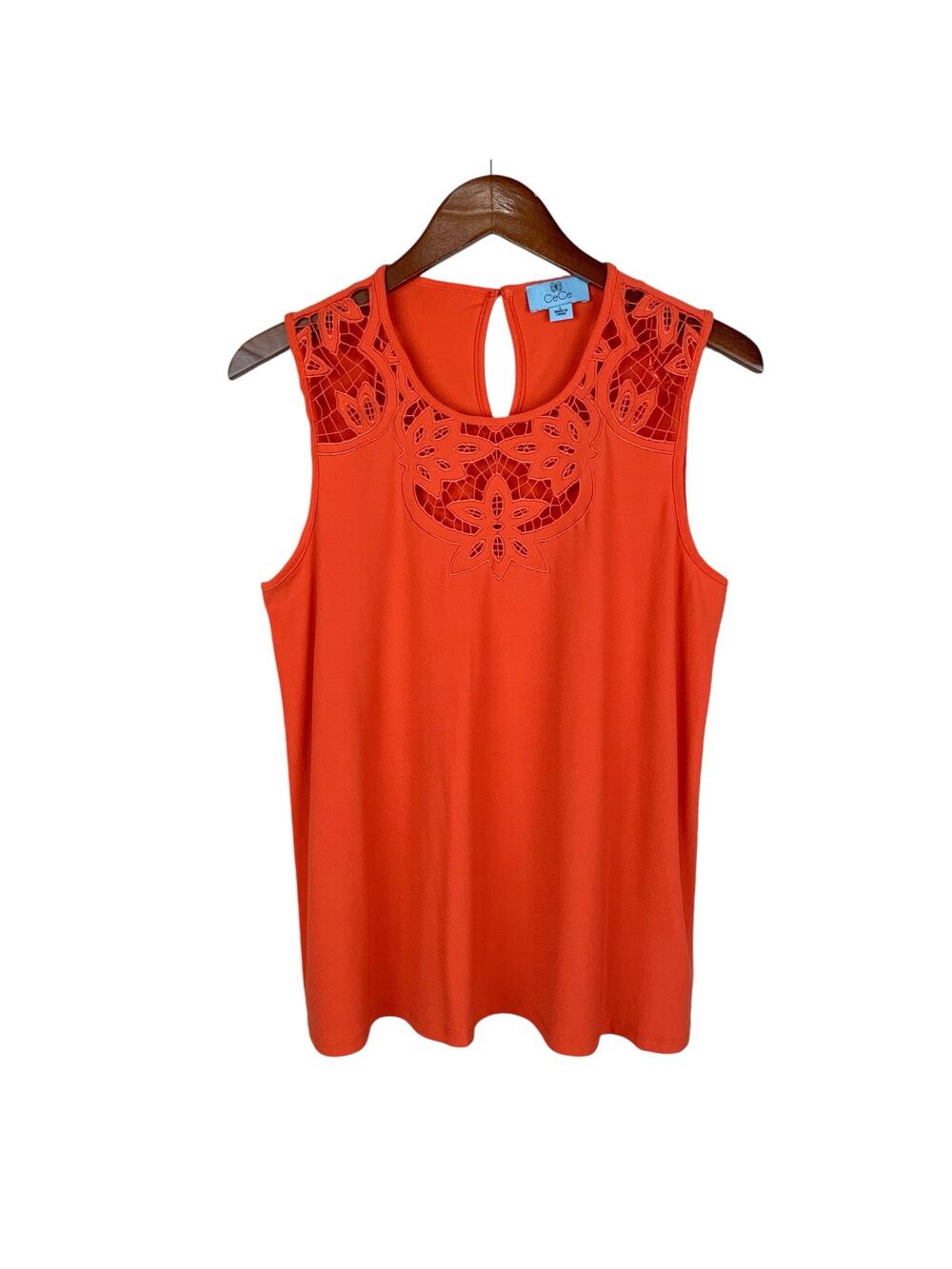 CeCe Blouse Sleeveless Top Lace Orange Women's L